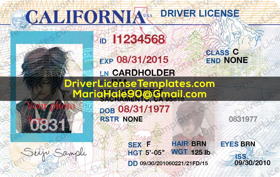California Drivers License Template PSD 2026