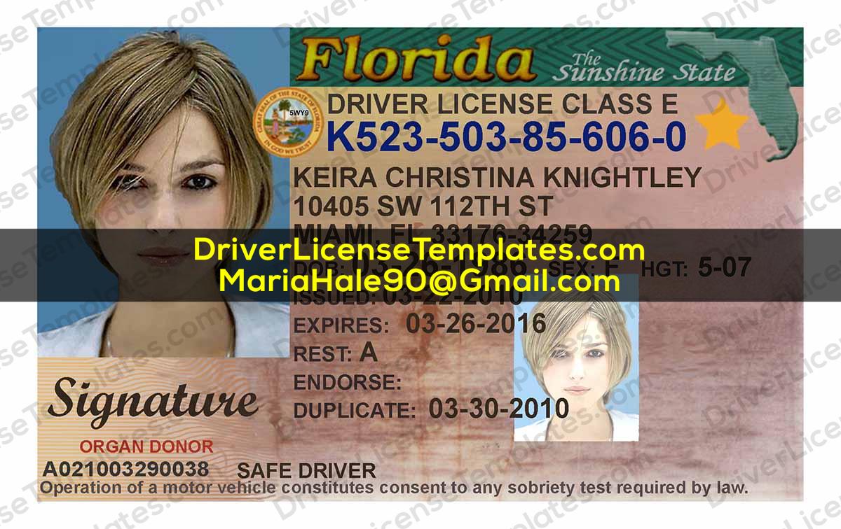 Florida Drivers License Template PSD 2023