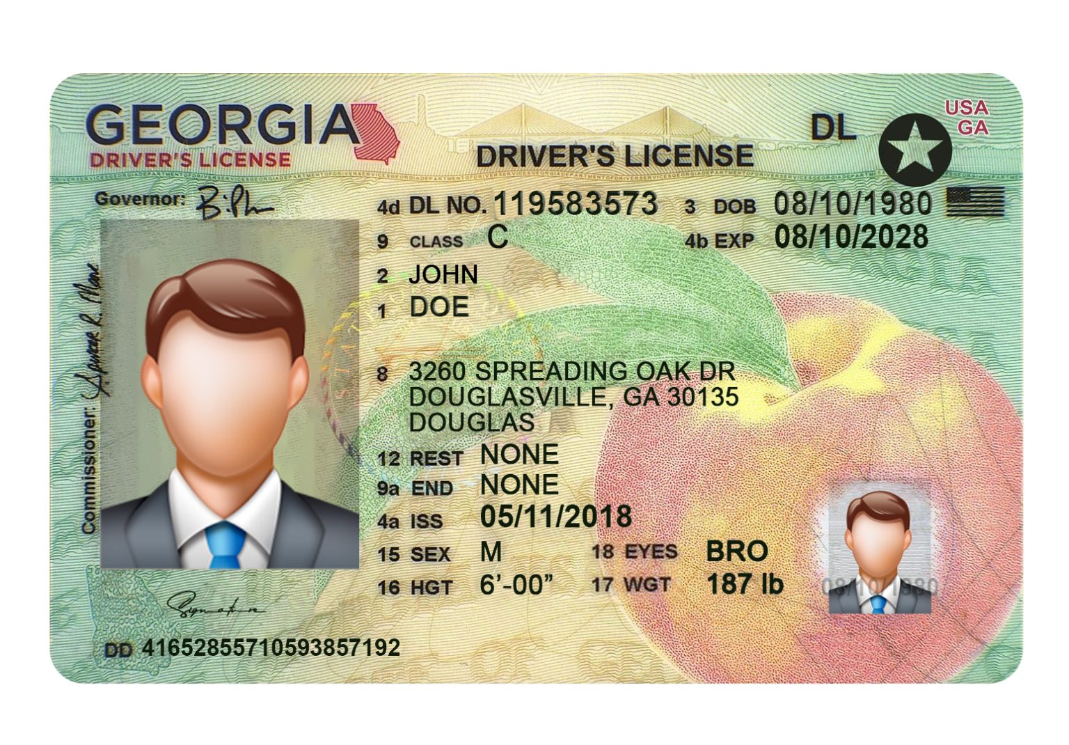 Georgia Drivers License Template PSD 2026