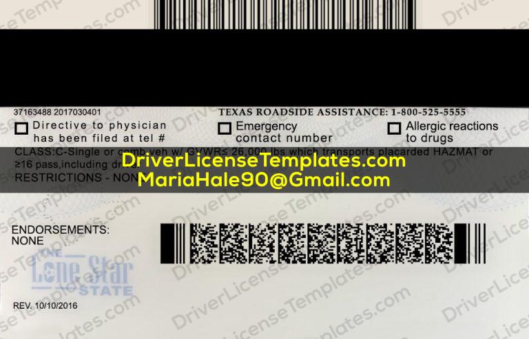 Texas Drivers License Template PSD 2025