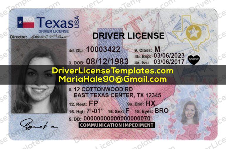 Texas Drivers License Template PSD Fake Editable Blank Fillable