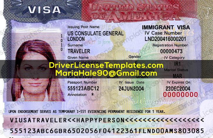 Fake USA Visa Template PSD